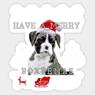 Brindle Boxer Dog Sweater for the Holidays Sticker